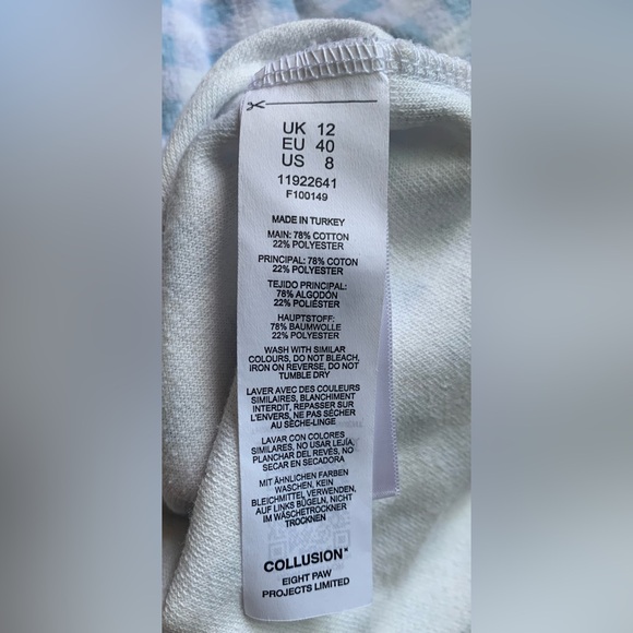 ASOS Blue & White Checkered Button Down Top / Tee | Women M - Picture 5 of 5